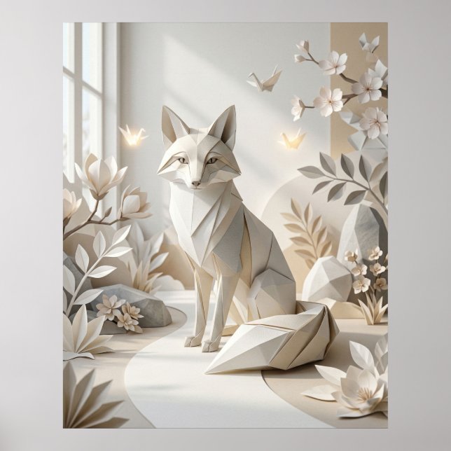 Origami Fox Paper Garden Poster (Front)