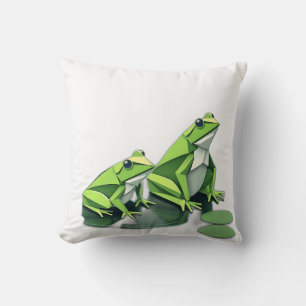 Origami Frogs in Geometric Style Cushion