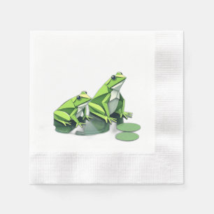 Origami Frogs in Geometric Style Napkin