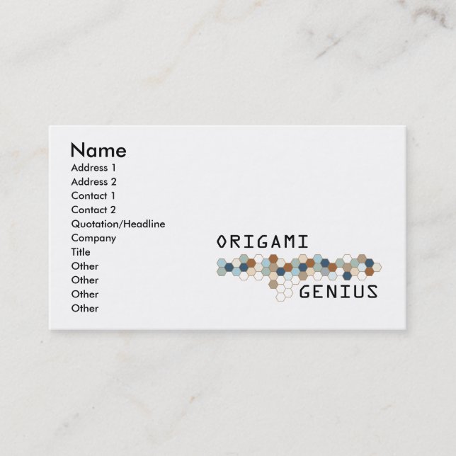 Origami Genius Business Card (Front)