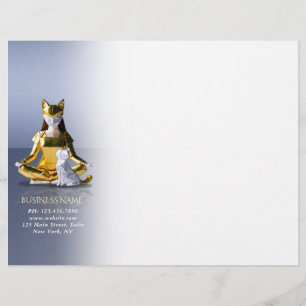 Origami Gold Foil Yoga Meditating Catwoman and Cat Custom Letterhead
