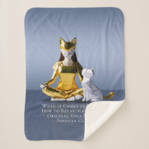 Origami Gold Foil Yoga Meditating Catwoman and Cat