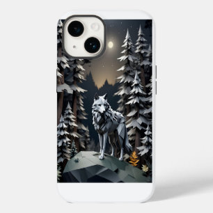 Origami Grey Wolf iPhone 14 Case