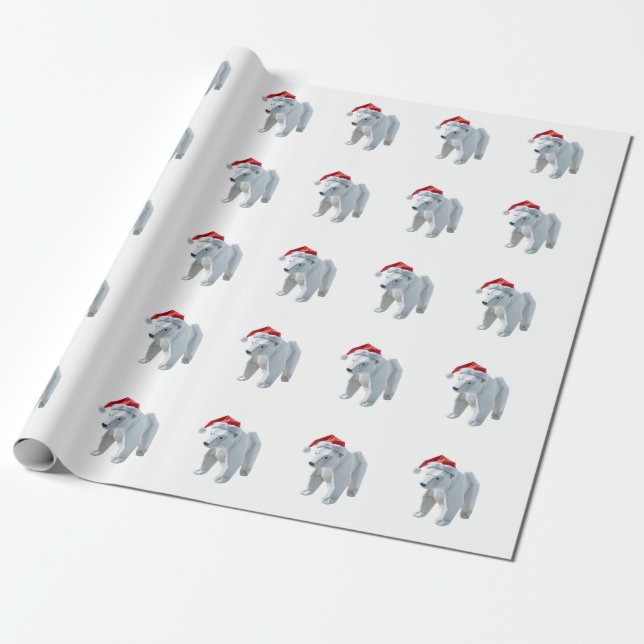 Origami holiday polar bears wrapping paper (Unrolled)