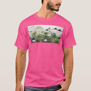 Origami Japanese Art. Mountains Forest Plants Flow T-Shirt