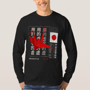 Origami Japanese Character Crane Japanese Flag Ori T-Shirt