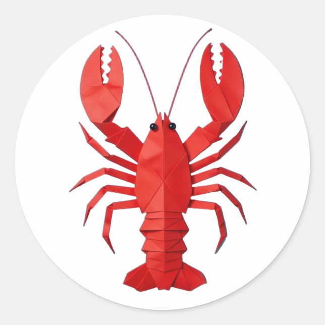 Origami lobster classic round sticker (Front)