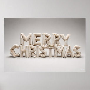 Origami Merry Christmas Block Letters Poster