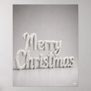Origami Merry Christmas Script Poster