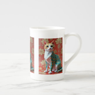 Origami Paper Cat Bone China Mug