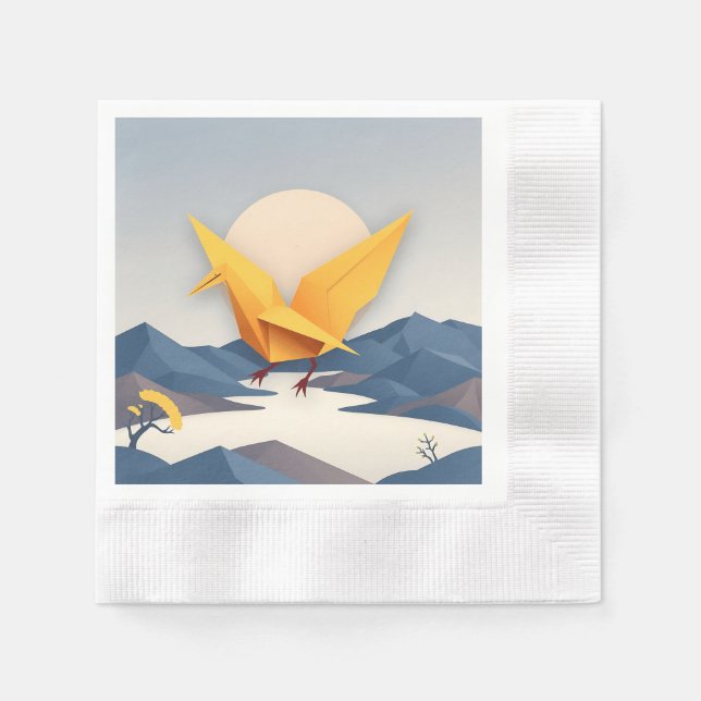 Origami Paper Crane Vector Art Napkin (Front)