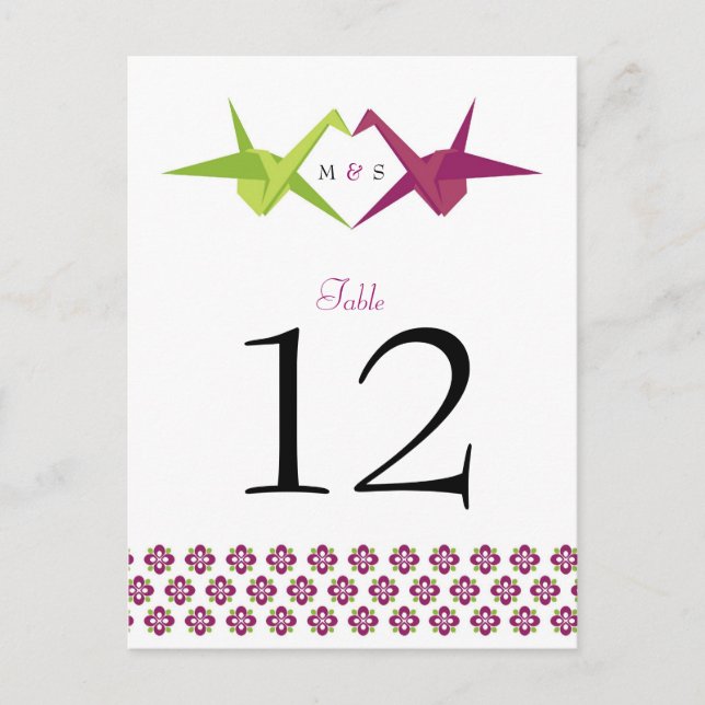 Origami Paper Crane Wedding Postcard (Front)