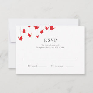 Origami Paper Cranes Wedding RSVP Card