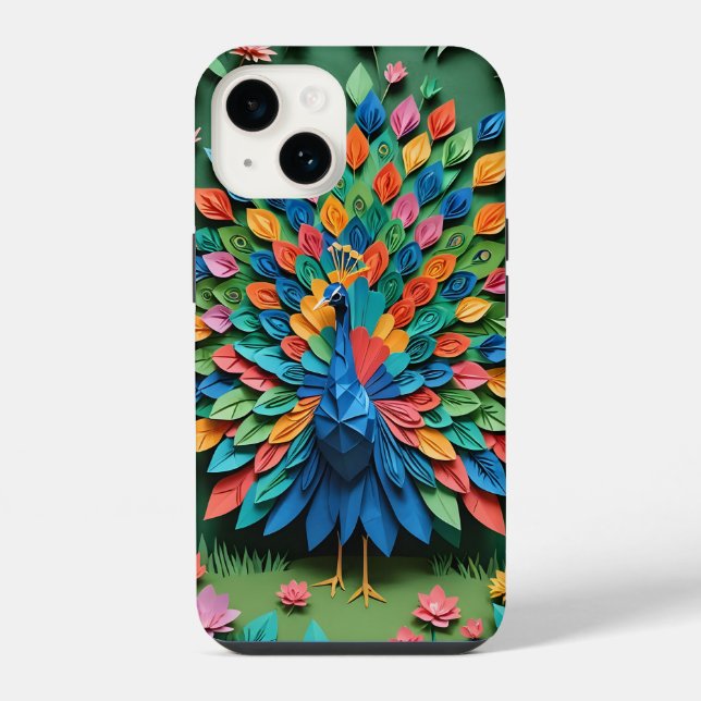Origami Peacock iPhone Case (Back)