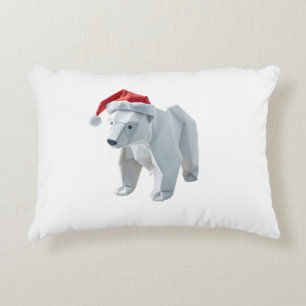 Origami Polar bear holiday Decorative Cushion