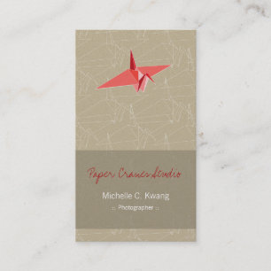 Origami Red Paper Crane Zen Japanese Modern Art Business Card