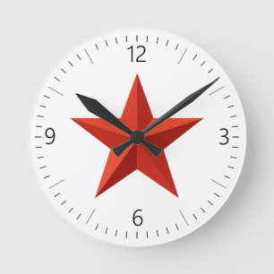 Origami red star round clock