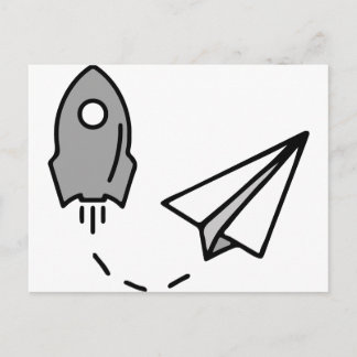 origami Rocket and paper aeroplane Postcard