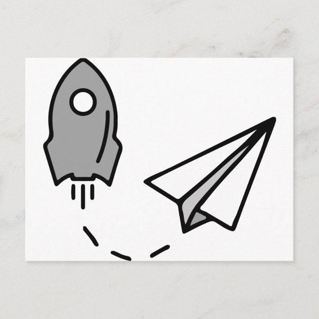 origami Rocket and paper aeroplane Postcard (Front)
