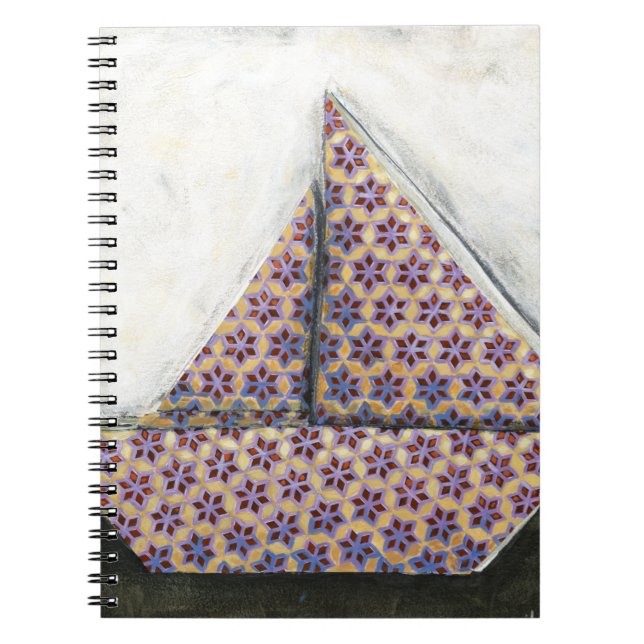Origami Sailboat on Star Design Paper Notebook (Front)