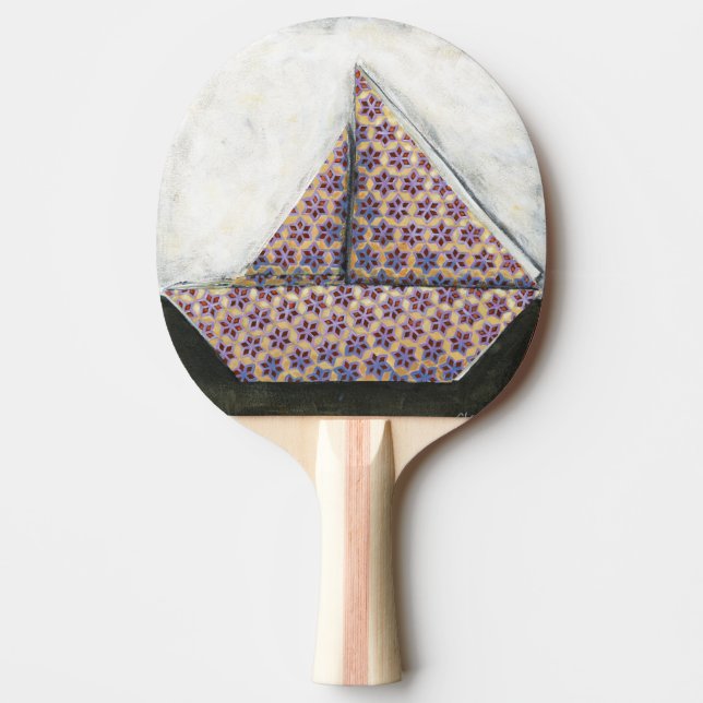 Origami Sailboat on Star Design Paper Ping Pong Paddle (Front)