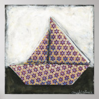 Origami Sailboat on Star Design Paper