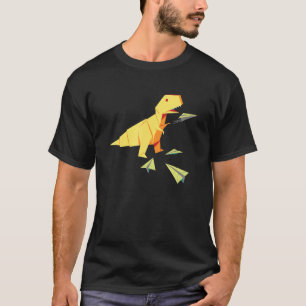 Origami T Rex Dinosaur Flying Paper Aeroplane T-Shirt