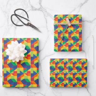 Origami Triangle Abstract Colourful Pattern Wrapping Paper Sheet
