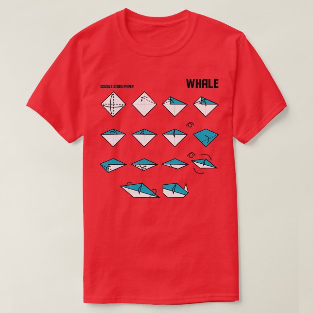 Origami Whale Instructions T-Shirt (Design Front)