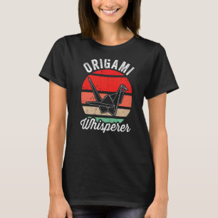Origami Whisperer Vintage Sunset Crane Origami T-Shirt