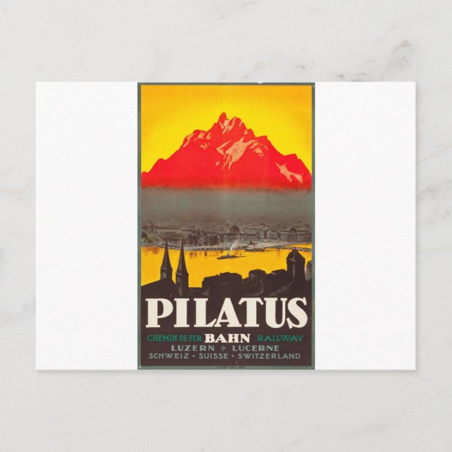 Origina Lucerne, Switzerland Travel Poster 1920s Postcard (Front)