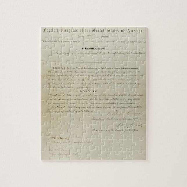 ORIGINAL 15th Amendment U.S. Constitution Jigsaw Puzzle (Vertical)