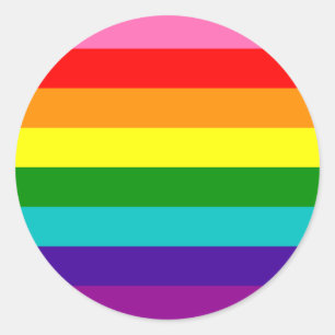 Original 8-Stripe LGBT Gay Pride Rainbow Flag Classic Round Sticker
