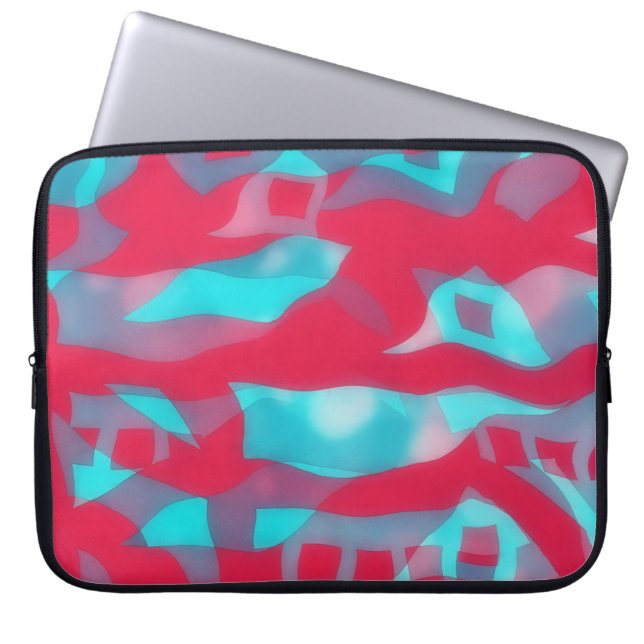 Original Abstract Art Aqua and Pink Laptop Sleeve (Front)