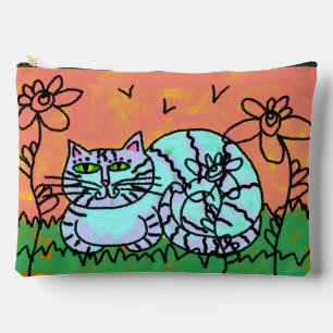 Original Abstract Cat Art Accessory Pouch