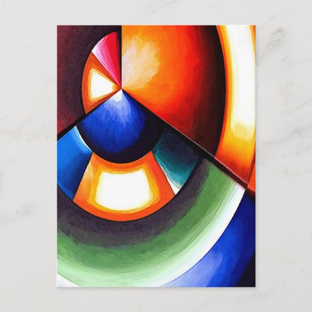 Original Abstract Cubist Art Postcard (Front)