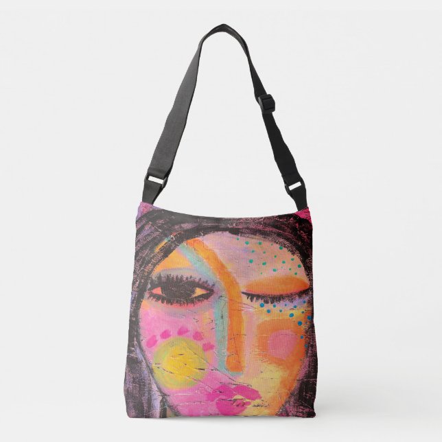 Original Abstract Painting of a Woman Crossbody Bag (Front)