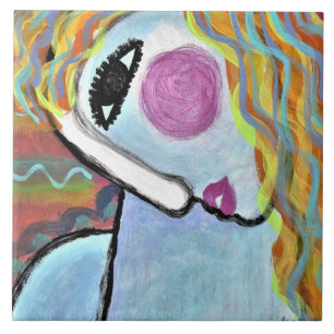 Original Abstract Painting of a Woman Tile