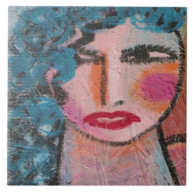 Original Abstract Portrait of a Woman Tile (Front)