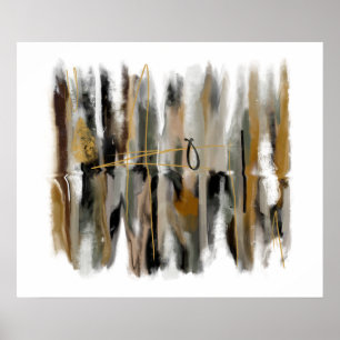 Original Abstract Wall Art Gray Black White Gold