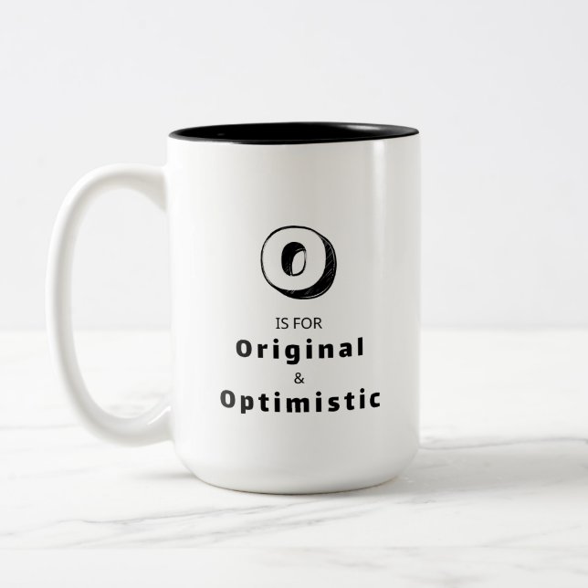 Original and Optimistic O - Personalised Luxury Two-Tone Coffee Mug (Left)