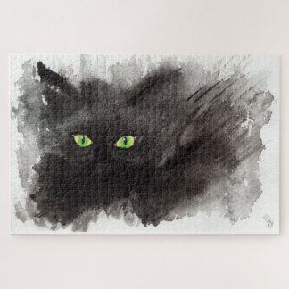 Original Art - Abstract Black Cat by Maria Tzamtzi Jigsaw Puzzle