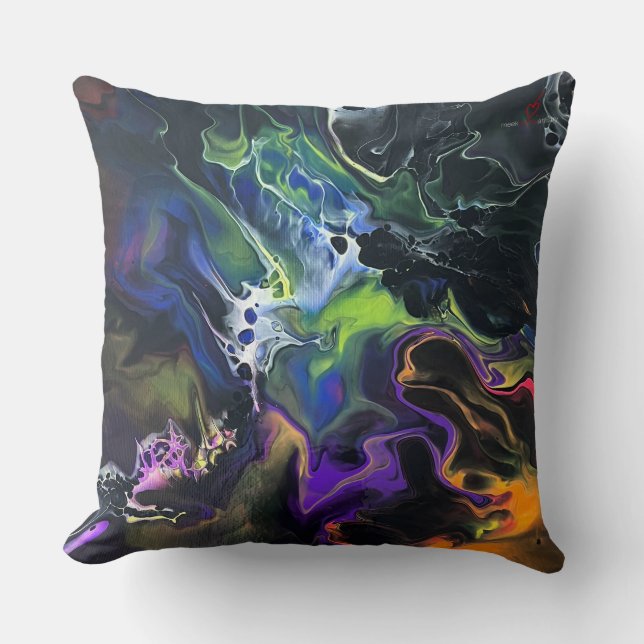 Original Art Abstract Pour Art Throw Pillow (Front)