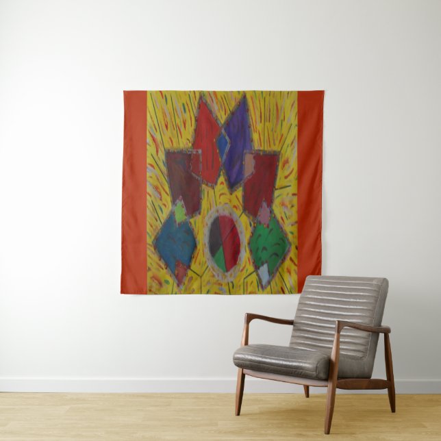 Original art abstract squares diamonds patterns tapestry (In Situ)