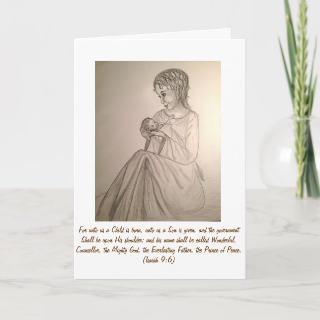 Original Art Christmas Card: Madonna and Child Holiday Card (Front)