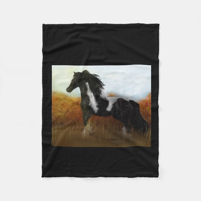Original art "Gypsy Autumn" horse decor throw Fleece Blanket (Front)