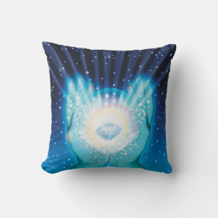Original Art - Healing Radiating Hands Navy Cushion