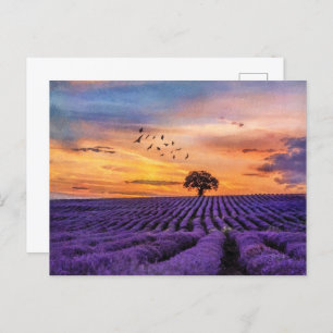 Original Art Lone Tree Peaceful Scenery    Postcard