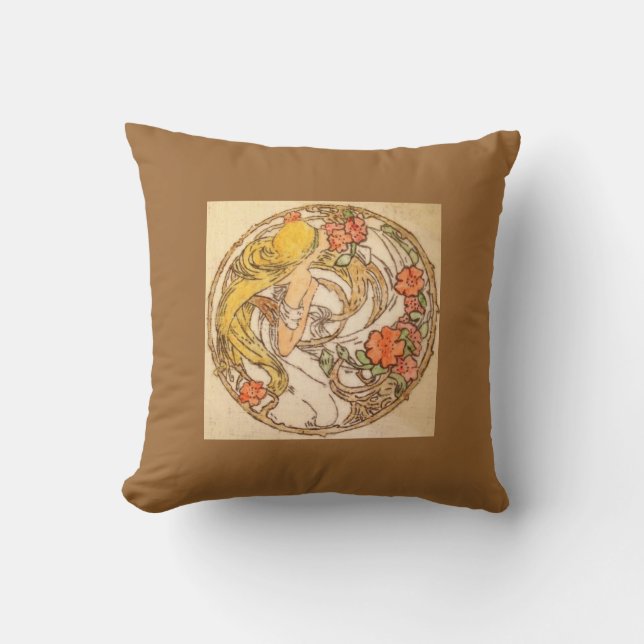 Original Art Nouveau Drawing Cushion (Front)