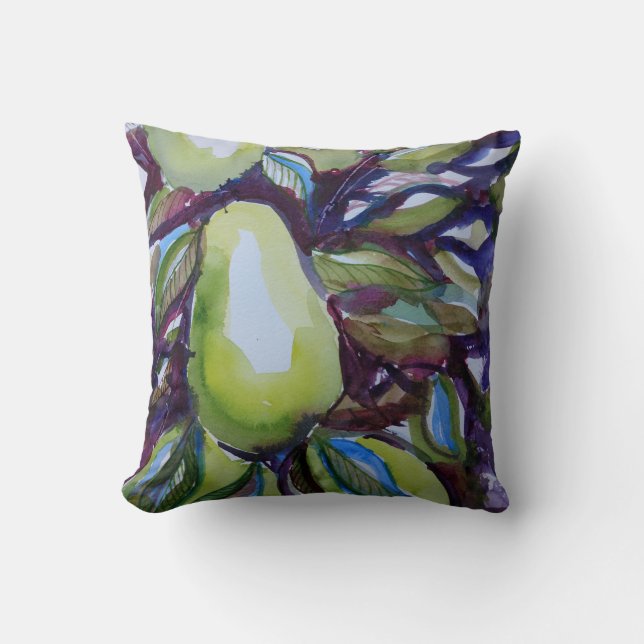 Original Art Pear Pillow (Front)